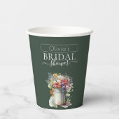 ロマンチックな春の花を飾ったウェディングシャワーのための花瓶 紙コップ (裏面)