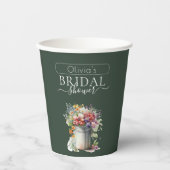 ロマンチックな春の花を飾ったウェディングシャワーのための花瓶 紙コップ (正面)