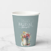 ロマンチックな春の花を飾ったウェディングシャワーのための花瓶 紙コップ (裏面)