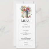 ロマンチックな春の花花瓶ブライダルシャワーメニュー 招待状 (正面)