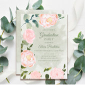 ロマンチックな春の赤面フローラ卒業パーティー 招待状