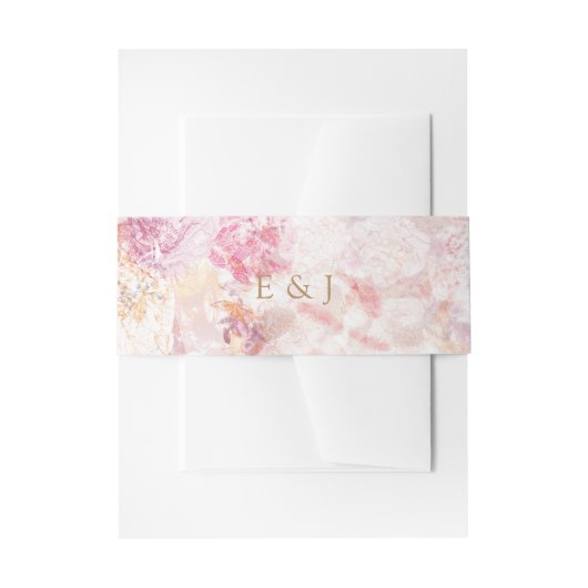 ロマンチックな春ピンク結婚の花の腹のバンド 招待状ベリーバンド (正面例)