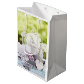 ロマンチックな春フラワーフローラ結婚薄紫 ミディアムペーパーバッグ (裏面アングル)