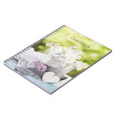 ロマンチックな春フラワーフローラ薄紫ゲストブック ノートブック (左側)