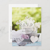 ロマンチックな春フラワーフローラ薄紫RSVP インビテーションポストカード (正面/裏面)