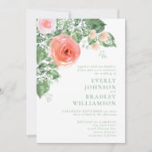 ロマンチックな春夏の写真コーラルピンク結婚ズ 招待状 (正面)