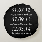 ロマンチックな時のパーソナライズな日付のカスタムな結婚式 ラウンドクッション (裏面)