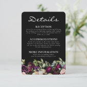 ロマンチックな暗いドラマチックなフローラ結婚ブラック エンクロージャーカード (スタンド正面)