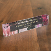 ロマンチックな暗い花模様 デスクネームプレート (側面)