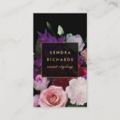 ロマンチックな暗い花模様 名刺 (正面)