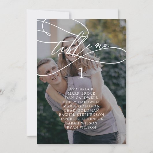 ロマンチックな暗ぶら下がった色写真の座席表カード 招待状 (正面)