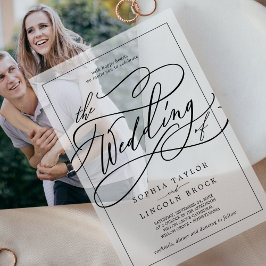 ロマンチックな書モダン道シンプルのエレガントな結婚式 ベラム紙招待状