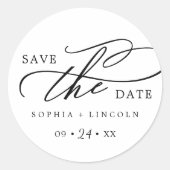 ロマンチックな書名日付シールを保存 ラウンドシール (正面)
