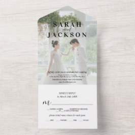 ロマンチックな書結婚道オーバーレイ オールインワン招待状