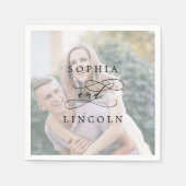 ロマンチックな書結婚道写真のナプキン スタンダードカクテルナプキン (正面)