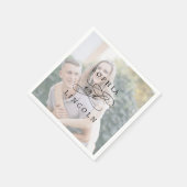 ロマンチックな書結婚道写真のナプキン スタンダードカクテルナプキン (角)