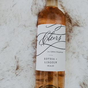 ロマンチックな書結婚道応援のワインラベル ワインラベル