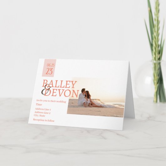 ロマンチックな書結婚道 招待状 (正面)