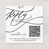 ロマンチックな書道が花開くQRコードウェディングRSVP エンクロージャーカード (正面)