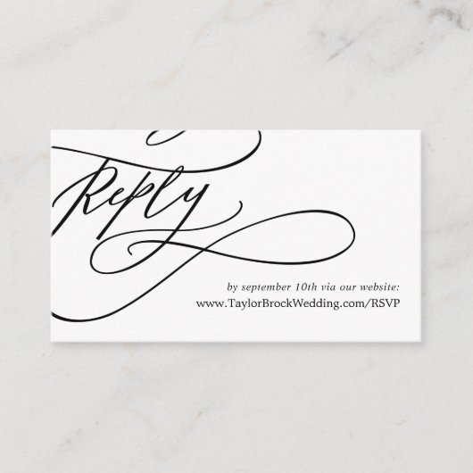 ロマンチックな書道のフローリッ結婚シュのウェブサイトRSVP エンクロージャーカード (正面)