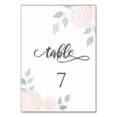 ロマンチックな書道の水彩バラ テーブルナンバー (裏面)