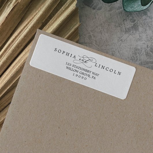 ロマンチックな書道の華やかな差出人住所ラベル ラベル