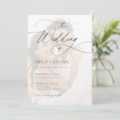 ロマンチックな書道オーバーレイ結婚写真 招待状 (スタンド正面)