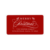 ロマンチックな書道クリスマス差出人住所レッド ラベル (正面)