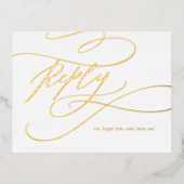 ロマンチックな書道ゴールドフォイルミールオプションRSVP 箔招待状ポストカード (正面)