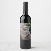 ロマンチックな書道ダークフォトオーバーレイ結婚ズ ワインラベル (正面)