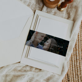 ロマンチックな書道ダークフォトオーバーレイ結婚ズ 招待状ベリーバンド