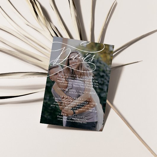 ロマンチックな書道ダークフォトオーバーレイ詳細 エンクロージャーカード