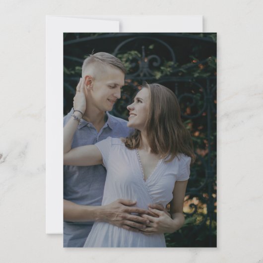 ロマンチックな書道ダークフォトモノグラム結婚ズ 招待状 (裏面)