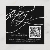 ロマンチックな書道ダークフォトQRコードRSVP エンクロージャーカード (正面)