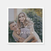 ロマンチックな書道ダーク結婚フォトのナプキン スタンダードカクテルナプキン (正面)