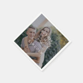 ロマンチックな書道ダーク結婚フォトのナプキン スタンダードカクテルナプキン (角)