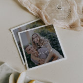 ロマンチックな書道ダーク結婚フォトのナプキン スタンダードカクテルナプキン