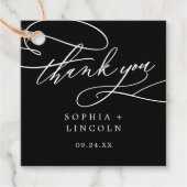 ロマンチックな書道ダーク結婚ブラックの感謝 フェイバータグ (正面)