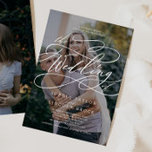 ロマンチックな書道ダーク・フォトフローリッシュ結婚ズ 招待状