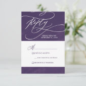 ロマンチックな書道パープルウォーターシンプルカラーRSVP 出欠カード (スタンド正面)