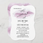 ロマンチックな書道ピンクの水結婚色の 招待状 (正面/裏面)