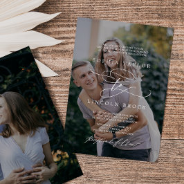 ロマンチックな書道フォトオーバーレイ結婚フォーマルズ 招待状