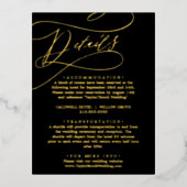ロマンチックな書道ブラックゴールドフォイル詳細カード 箔招待状ポストカード (正面)