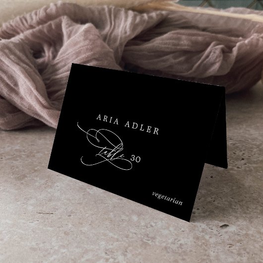 ロマンチックな書道ブラックメニューオプション座席表 テーブルナンバー