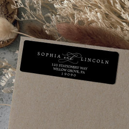 ロマンチックな書道ブラック差出人住所ラベル ラベル