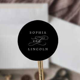 ロマンチックな書道ブラック結婚ズ封筒用シール ラウンドシール