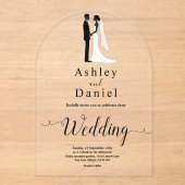 ロマンチックな書道ブラック&ホワイトクラシック結婚ズ アクリル招待状 (正面)