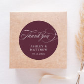 ロマンチックな書道ブルゴーニュ結婚の感謝の言葉 ラウンドシール