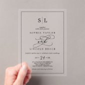 ロマンチックな書道ミニマルなモノグラム結婚ズ アクリル招待状 (インサイチュ (ポータブル))