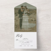 ロマンチックな書道モノグラム結婚写真 オールインワン招待状 (内側)